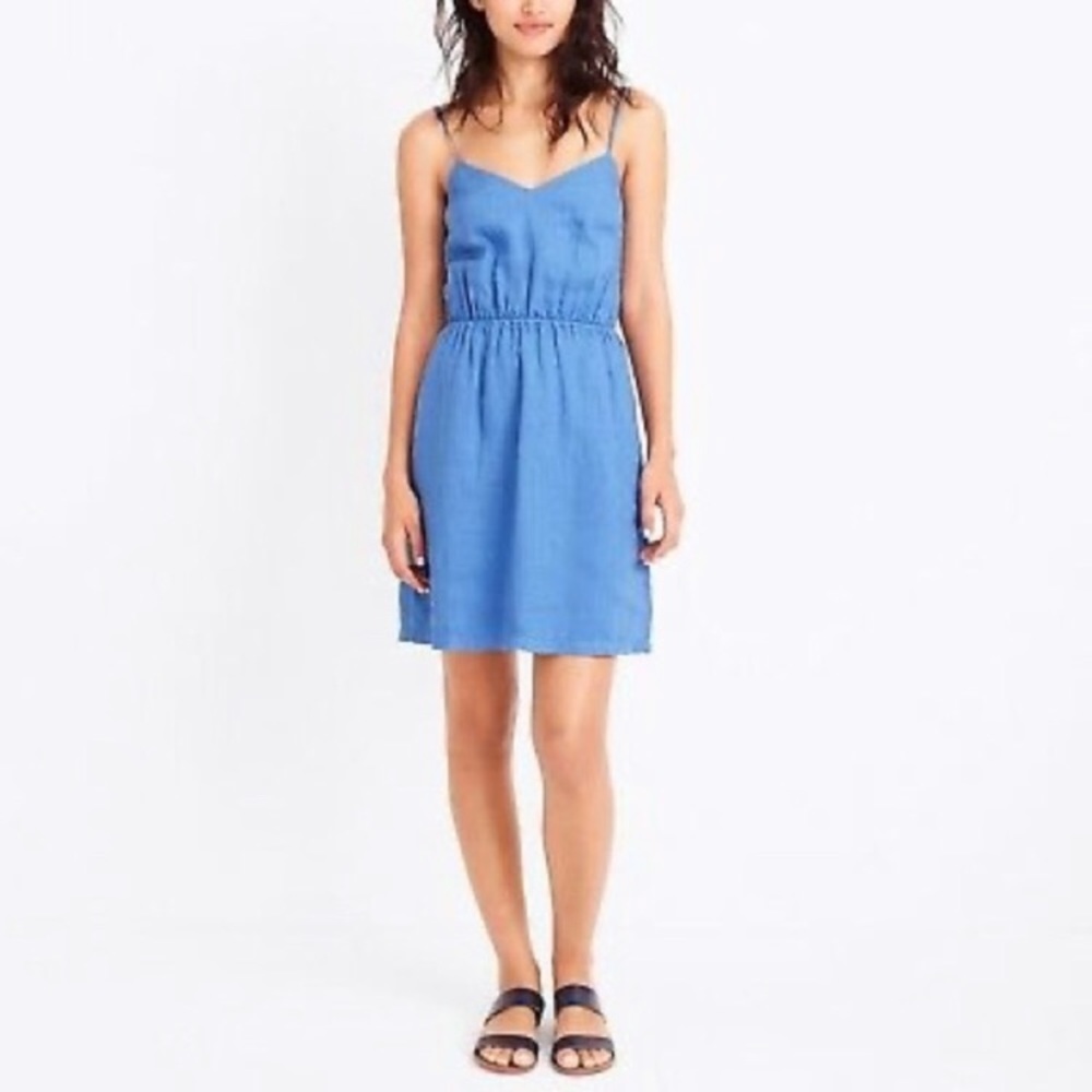 J. Crew Blue Linen Summer Dress